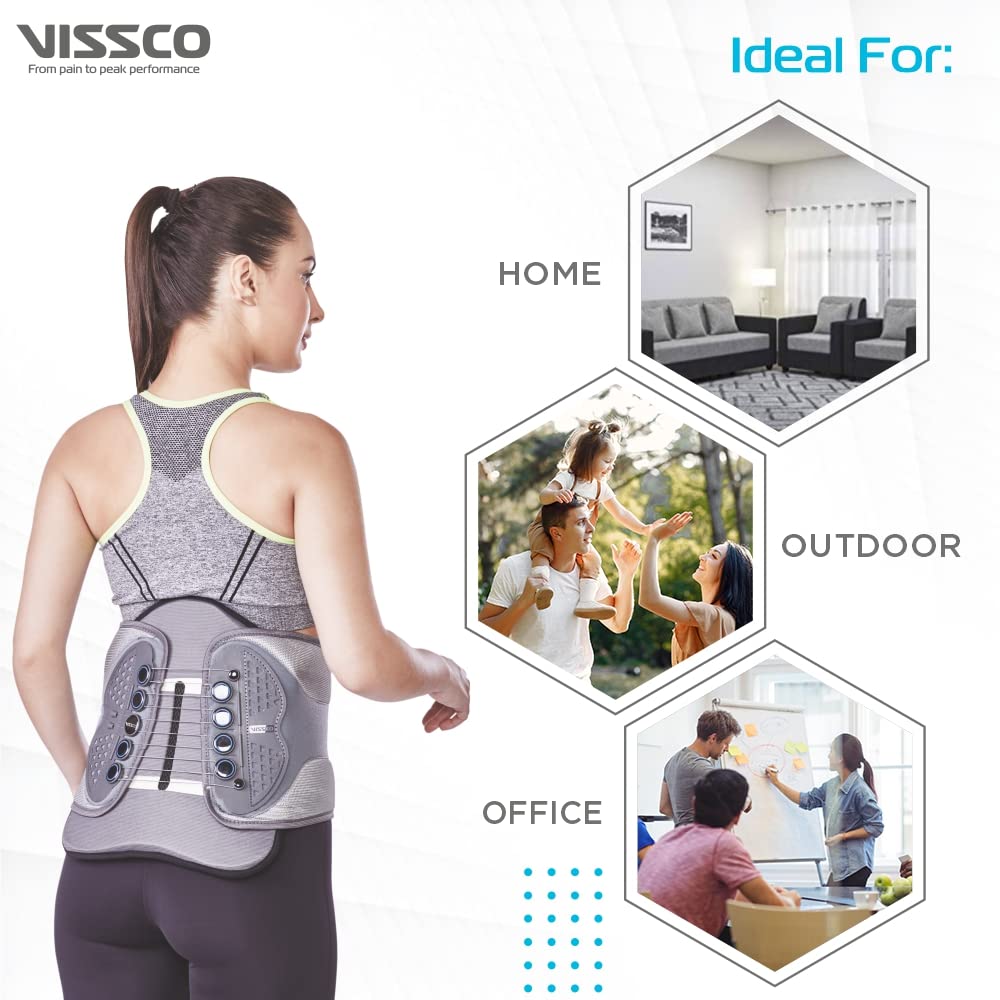 Vissco Flexi Lacepull LS Belt with Moulding |Provides Support to the  Lower Back & Stabilize the Sacroiliac Joint (Grey)