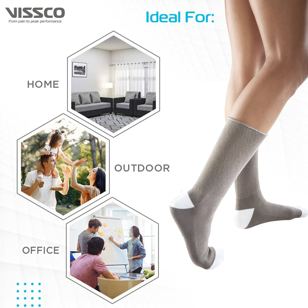 Vissco Diabetic Socks |Comfortable to Minimize Pressure on Legs and Feet | Prevent Skin Abrasion &  Blisters (Grey)