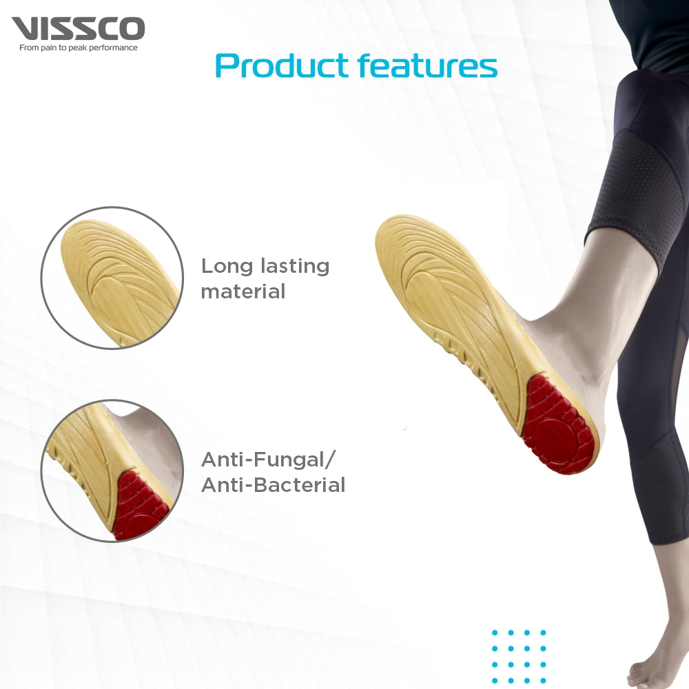 Vissco Orthopaedic Cushioned Insole | Foot Support for Shock Absorption | Reduces Pressure on the Heel & Relieves Pain (Multicolor)