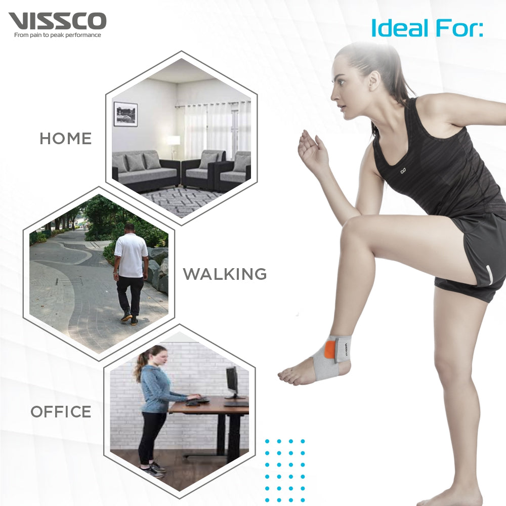 Vissco Ankle Binder (Mild Support) | Ankle Support for Sprained / Swollen Ankles | Effective for Ligament/Sports Injuries (Grey)