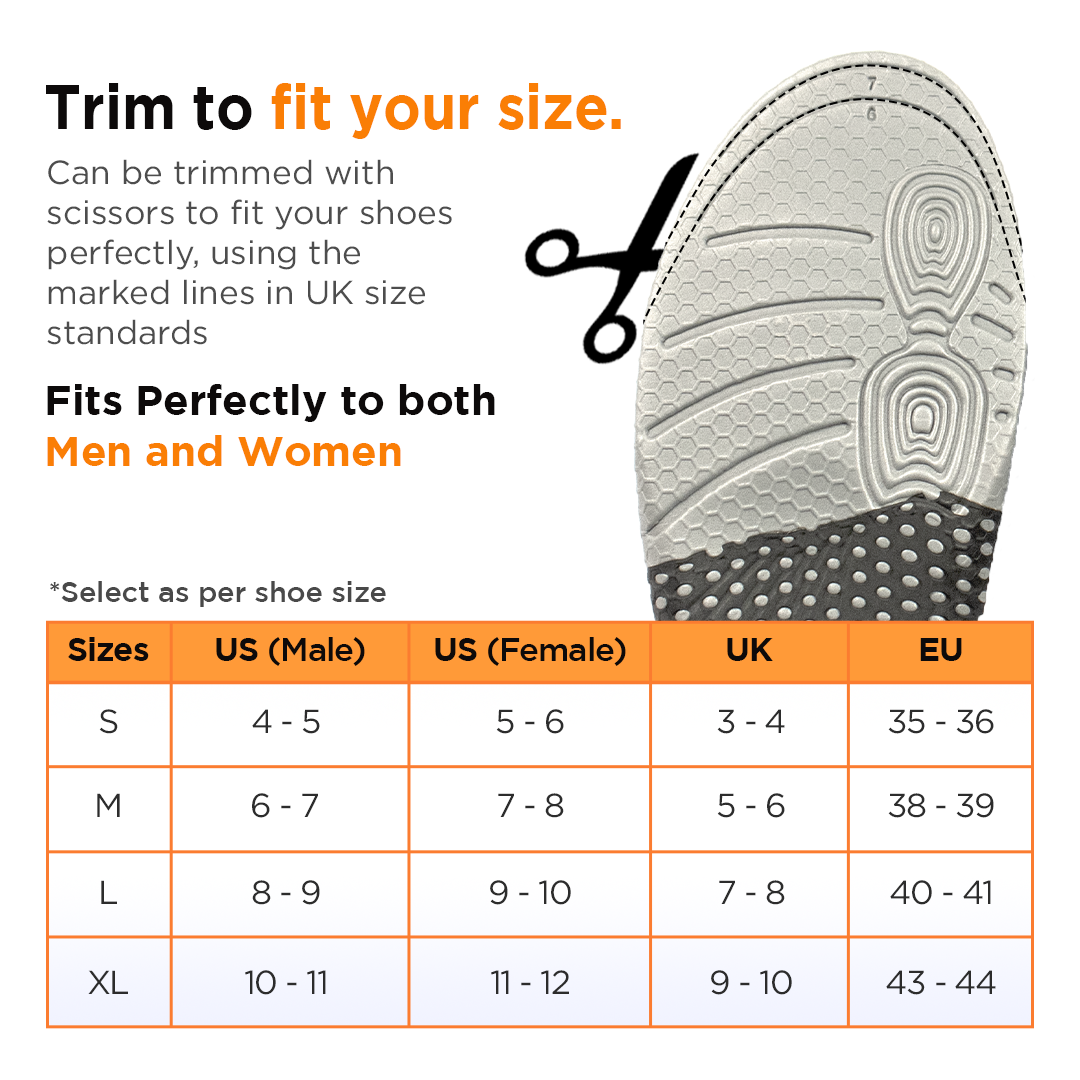 Vissco Superfly Insoles | Provides Foot Support for Relieving  Foot Pain | Shock Absorber & Arch Corrector (Grey)