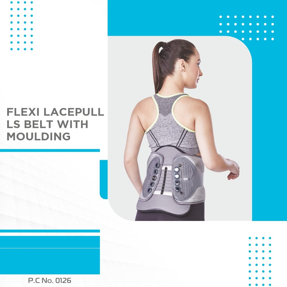 Vissco Flexi Lacepull LS Belt with Moulding |Provides Support to the  Lower Back & Stabilize the Sacroiliac Joint (Grey)