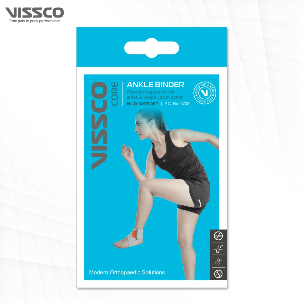 Vissco Ankle Binder (Mild Support) | Ankle Support for Sprained / Swollen Ankles | Effective for Ligament/Sports Injuries (Grey)
