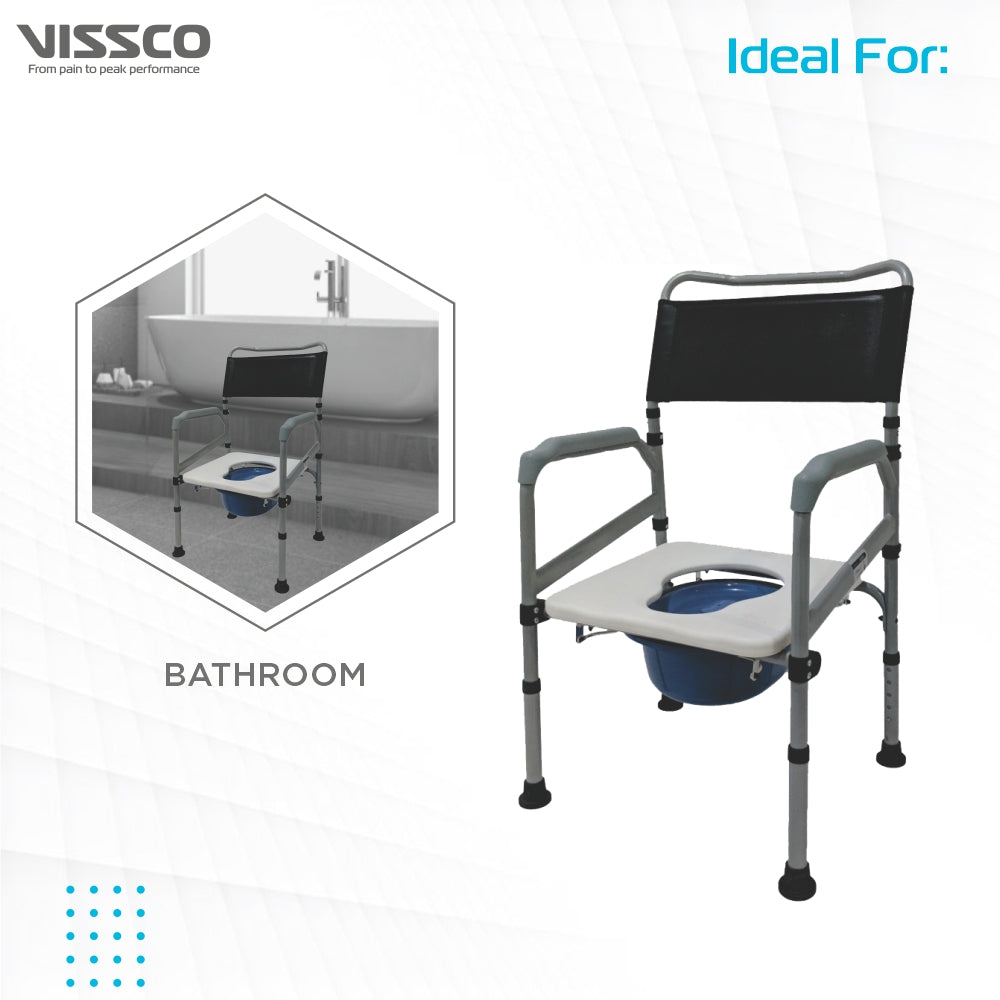 Comfort Steel Folding Commode Chair Without Castors - Vissco Next