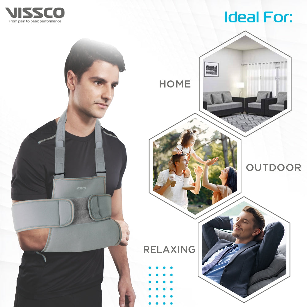 Vissco Shoulder Immobilizer | Provides Firm Support for Shoulder Dislocation & Relieves Pain (Grey)