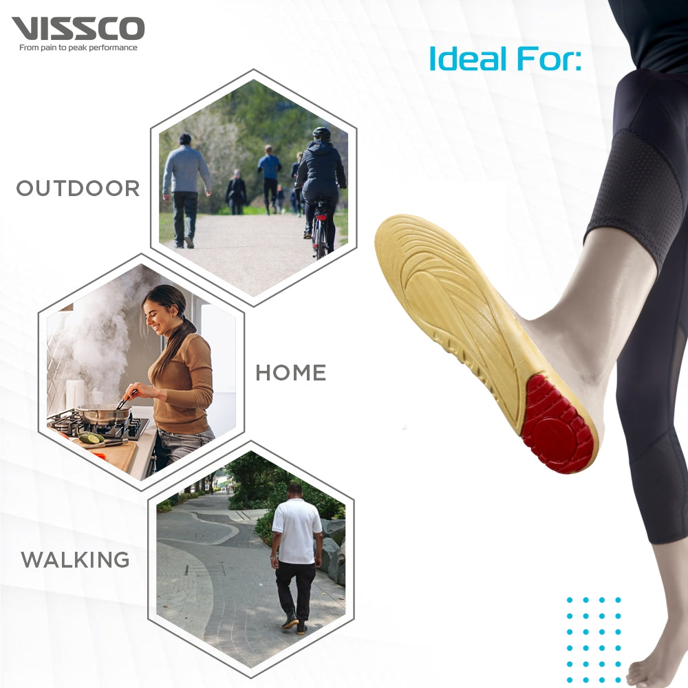 Vissco Orthopaedic Cushioned Insole | Foot Support for Shock Absorption | Reduces Pressure on the Heel & Relieves Pain (Multicolor)