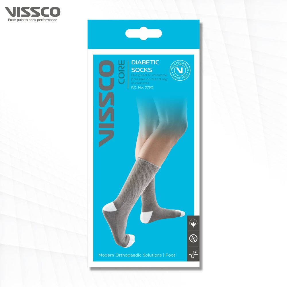 Vissco Diabetic Socks |Comfortable to Minimize Pressure on Legs and Feet | Prevent Skin Abrasion &  Blisters (Grey)