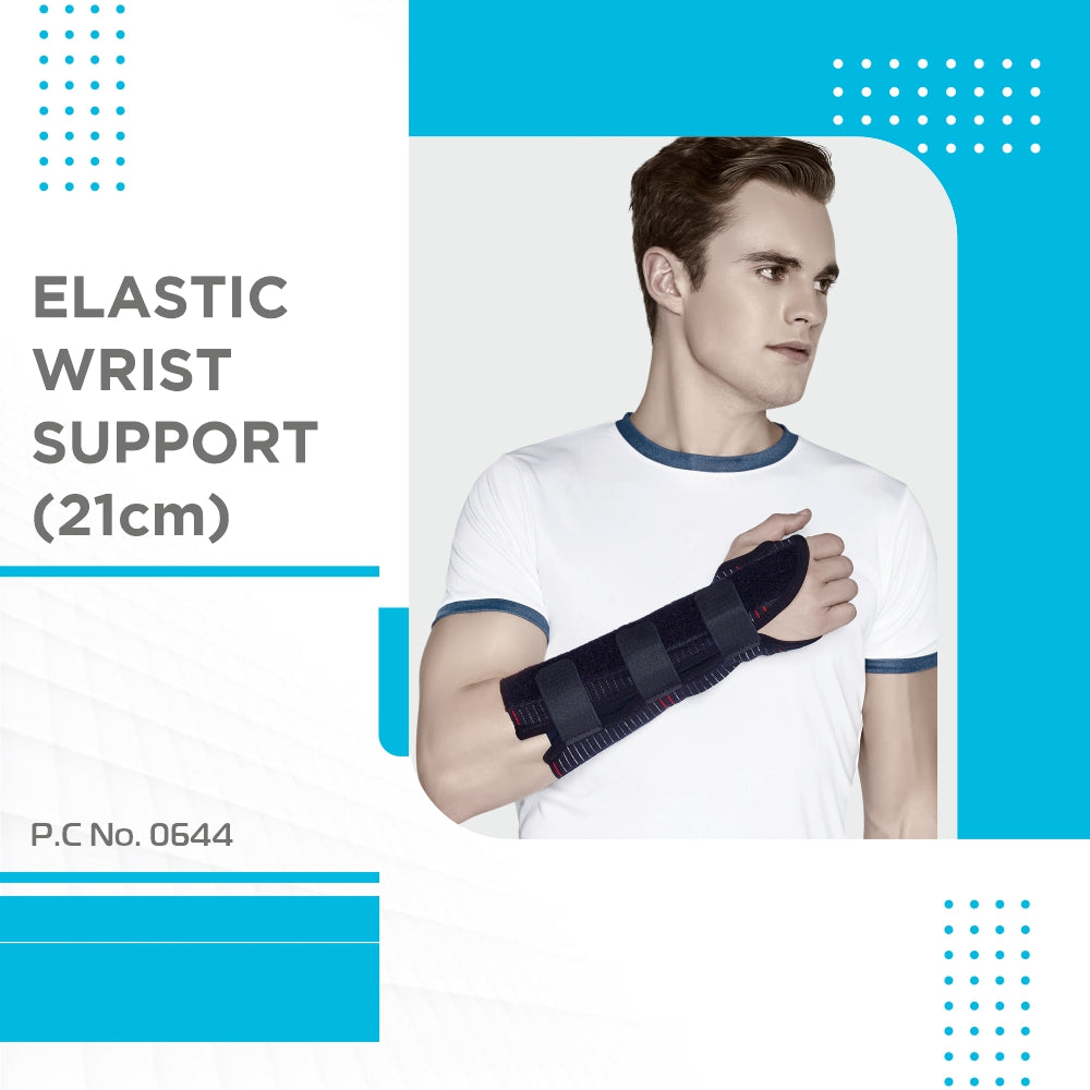 Vissco Elastic Wrist Support (21cms) | Provides Firm Support for Colles Fracture | Wrist Support to Stabilize (Black)