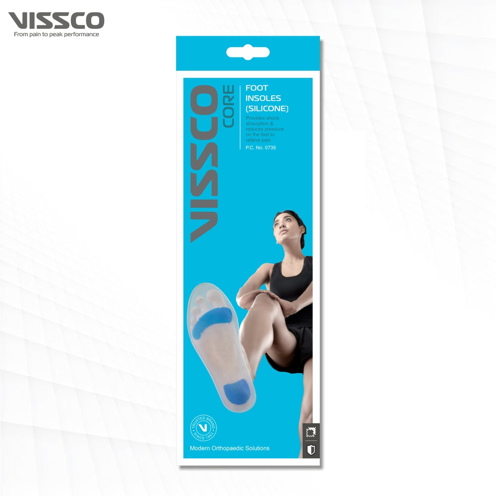 Vissco Silicone Insoles | Provides Foot Support for relieving  Foot Pain |Shock Absorber | Shoe Insole for Sports (Grey)