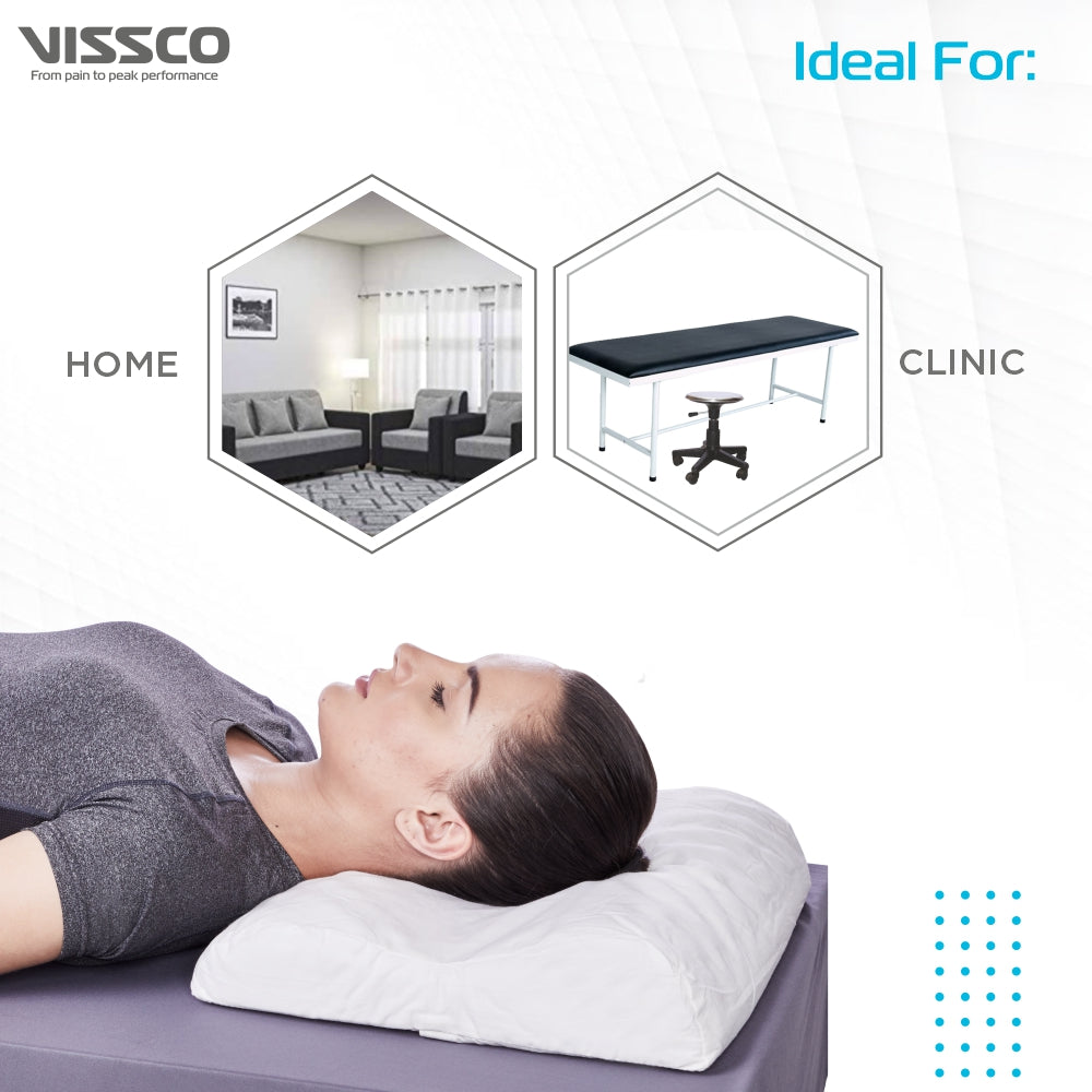 Vissco Cervical Contoured Pillow | Prevents Cervical Spondylitis, Mild Sprain & Stiff Neck (White)