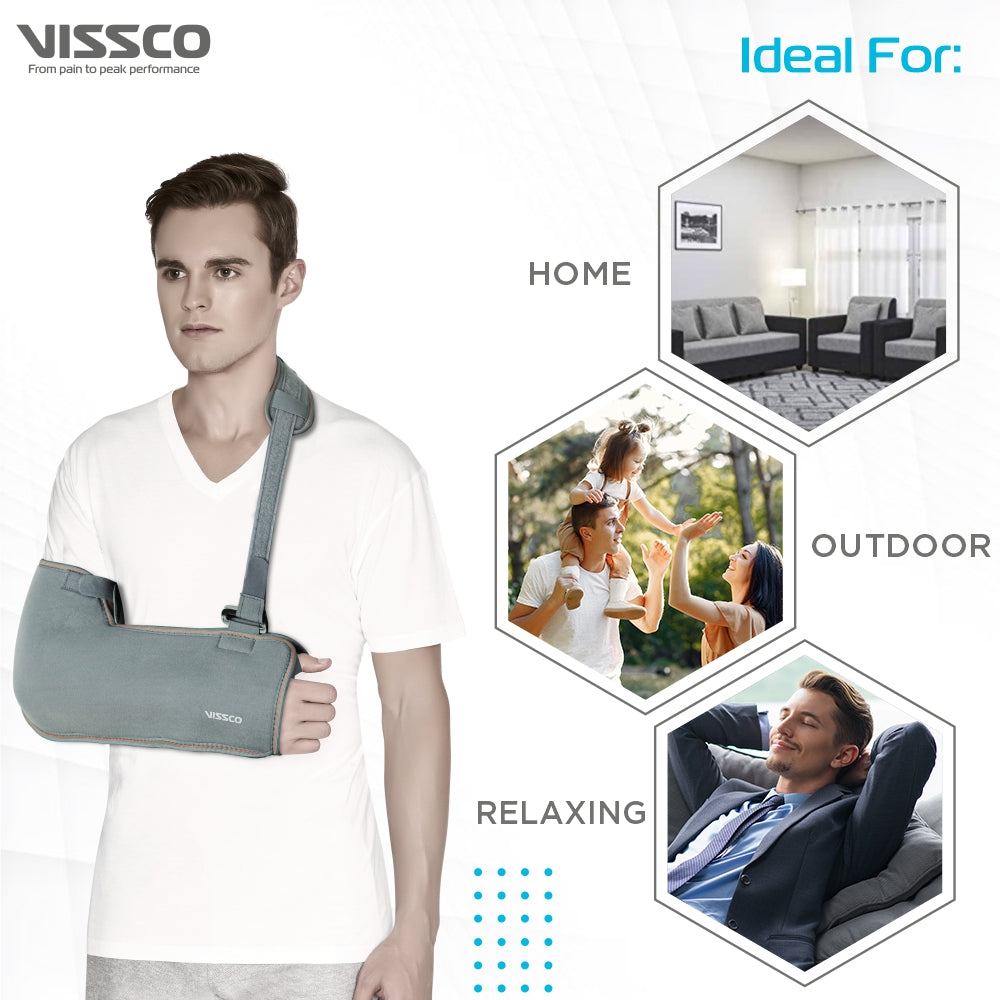 Vissco Tropical Arm Sling  | Provides Mild  Support & Stability to the Shoulder in Resting Position to Promote Healing - Grey Color