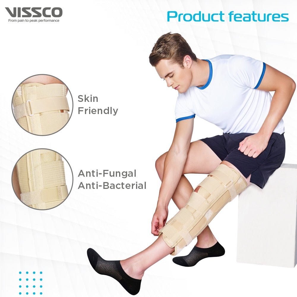 Vissco Knee Immobilizer | Locks the Motion & Stabilizes the Knee Joint (Beige)