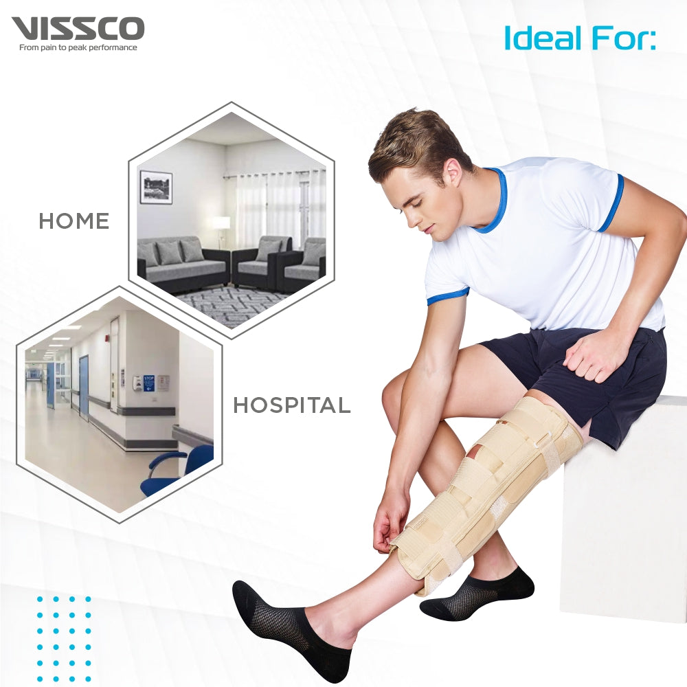 Vissco Knee Immobilizer | Locks the Motion & Stabilizes the Knee Joint (Beige)