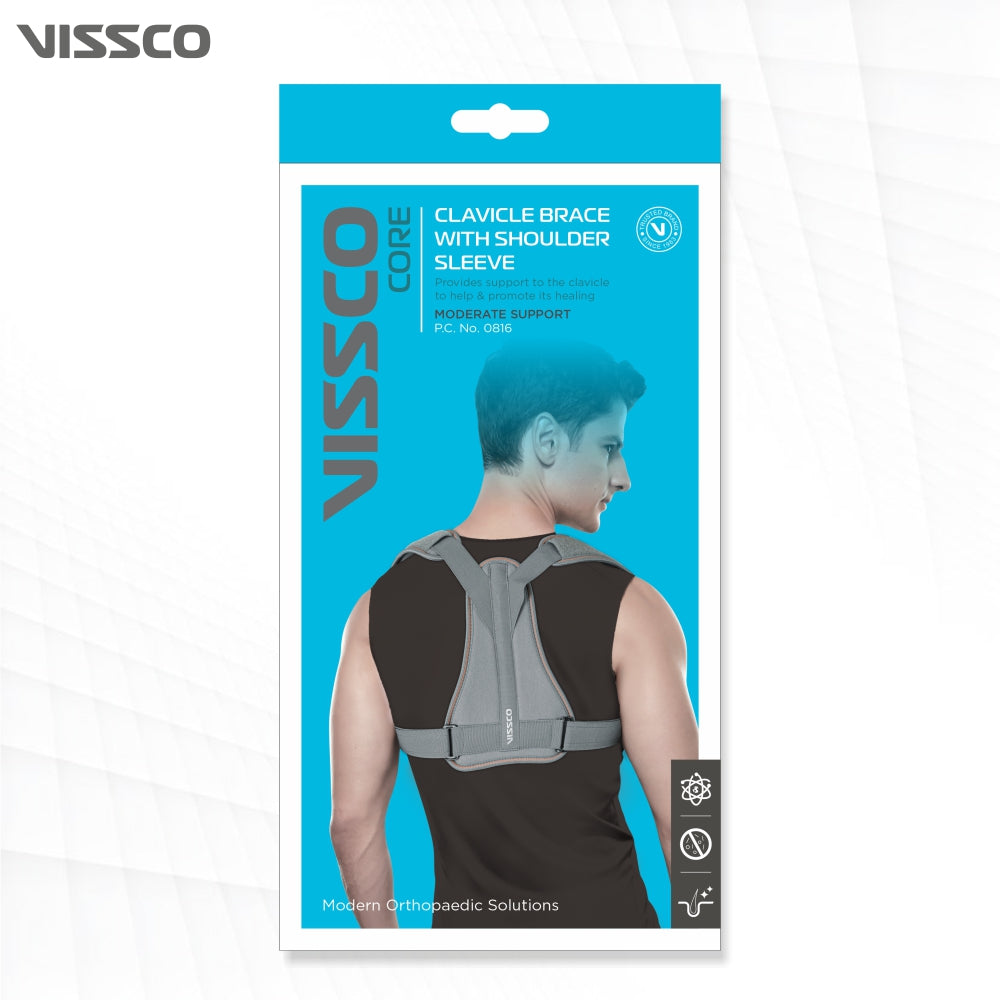 Vissco Clavicle Brace With Shoulder Sleeve | Provides Support to the Clavicle & Promote Healing (Grey)