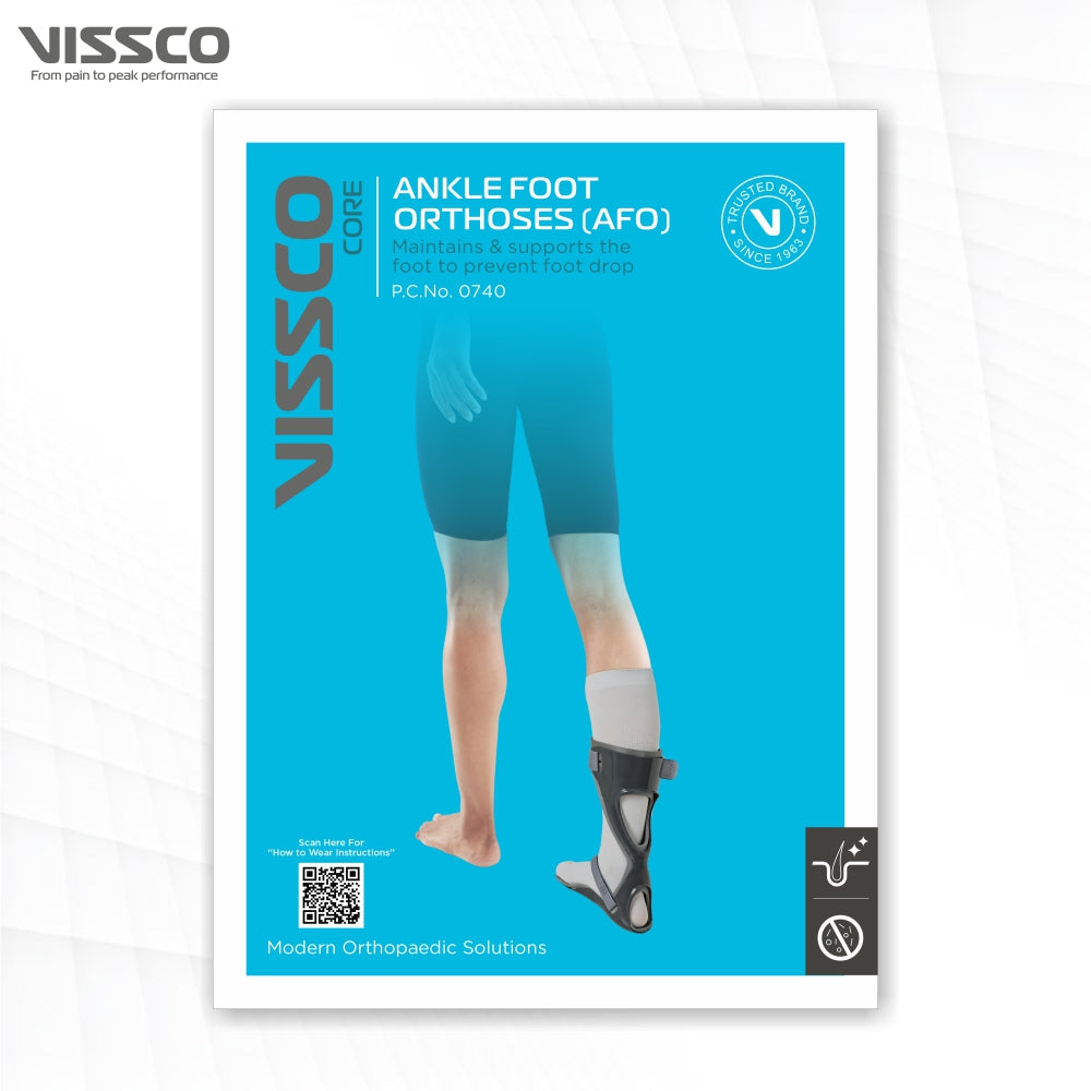 Vissco Ankle Foot Orthoses (AFO) | Maintains and Supports Foot to prevent Foot Drop | With Socks (Grey)