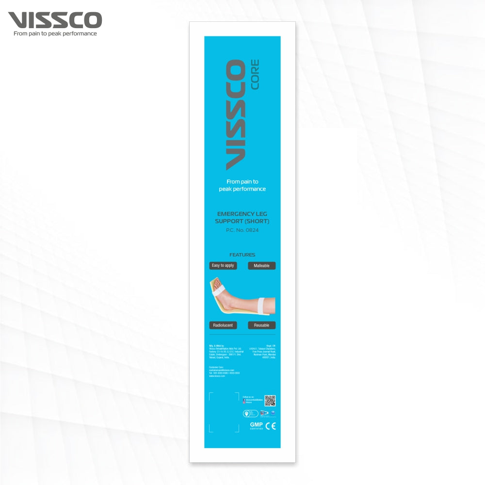 Vissco Emergency Splint - Leg (Short) | Provides Stability to the Foot & Ankle | Light Weight | Aluminium Splint (Beige)