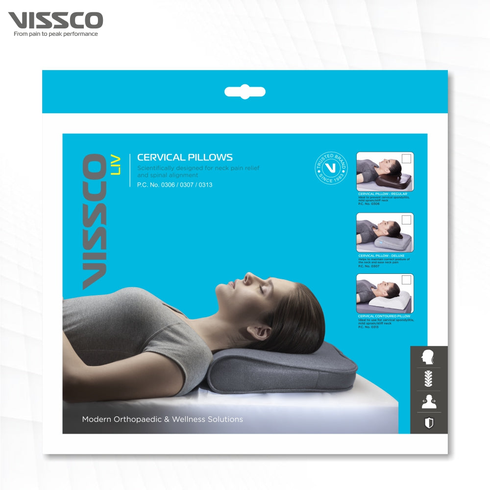 Vissco Cervical Contoured Pillow | Prevents Cervical Spondylitis, Mild Sprain & Stiff Neck (White)