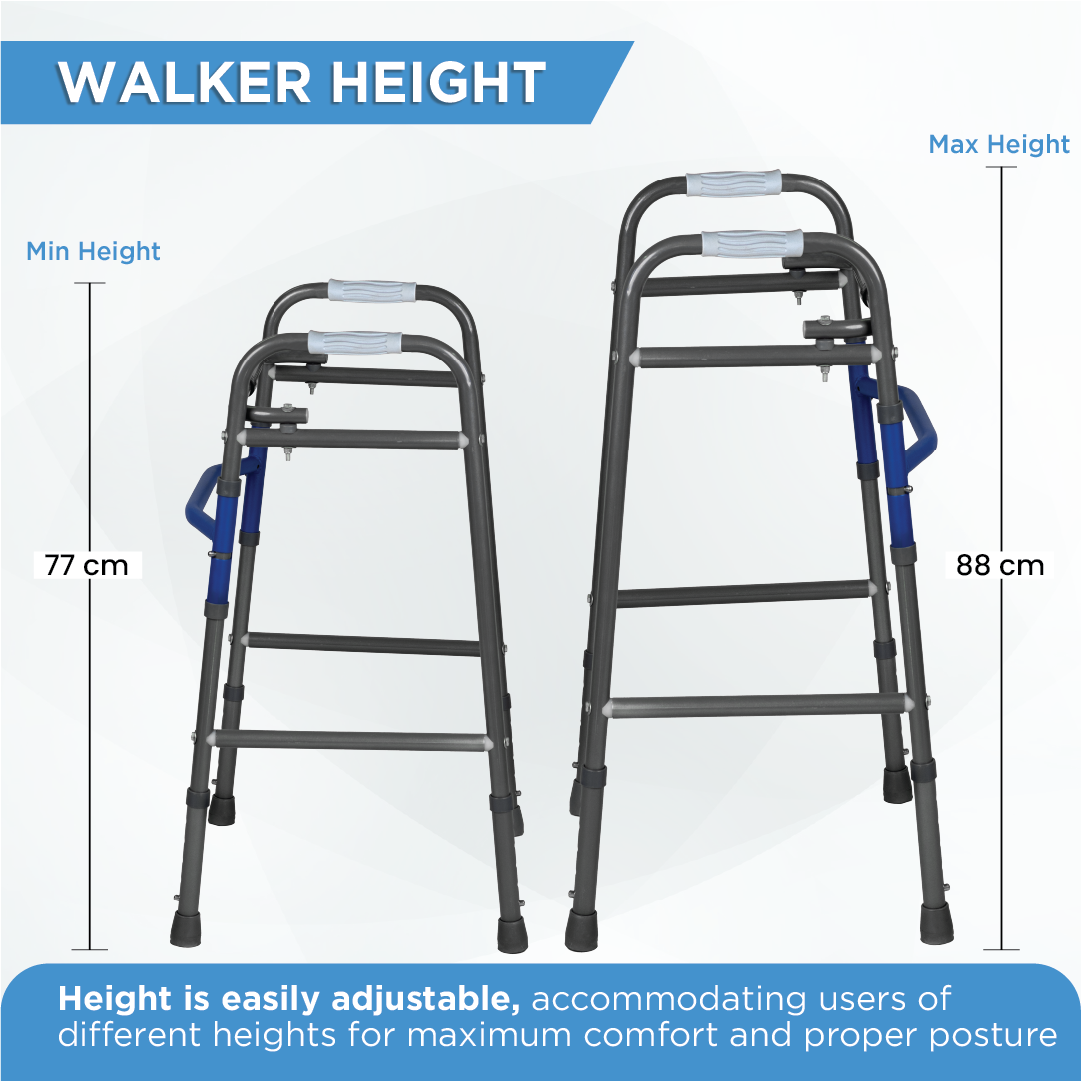 Vissco Medipedic Walker - Double Bar | Push-Clip Folding