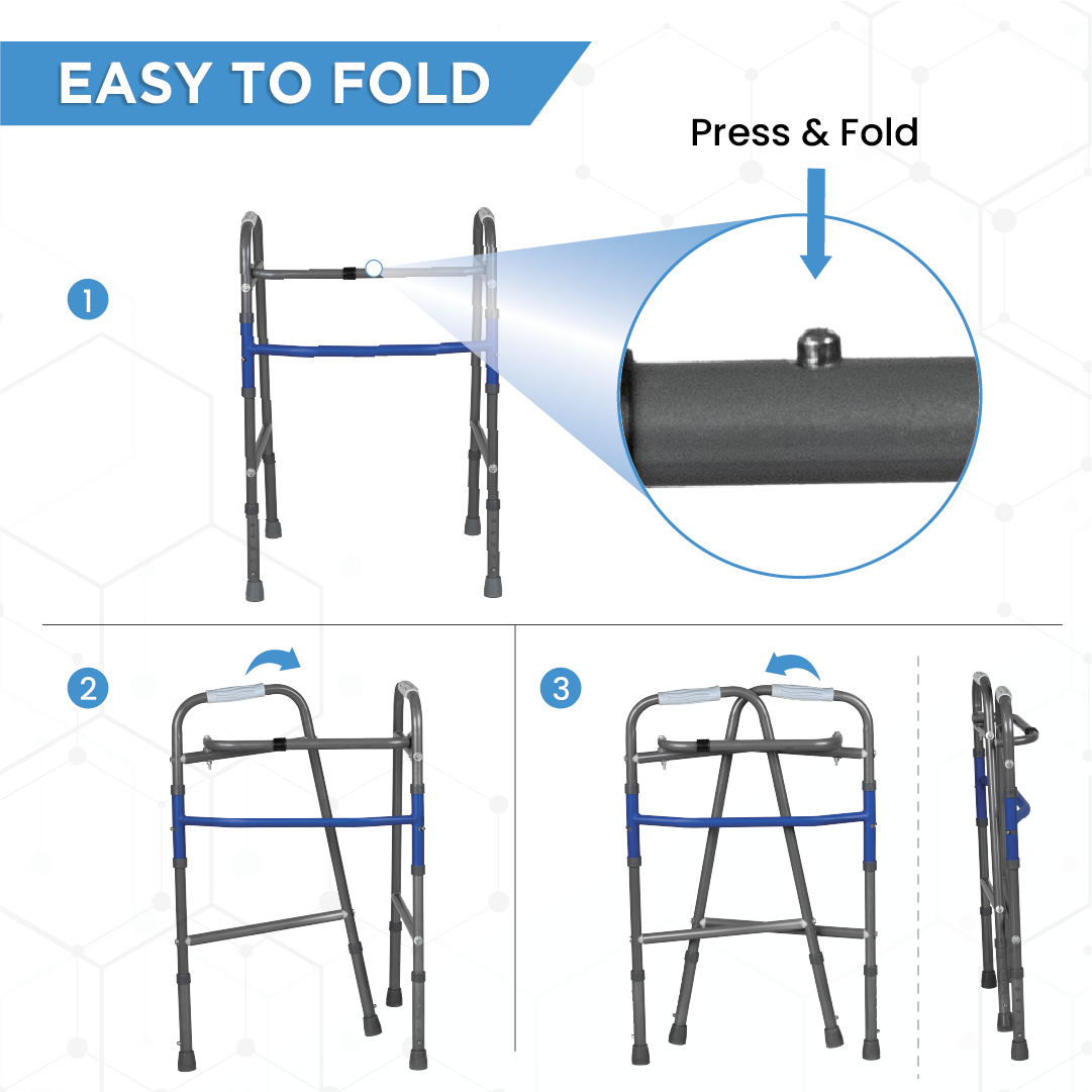 Vissco Medipedic Walker - Double Bar | Push-Clip Folding
