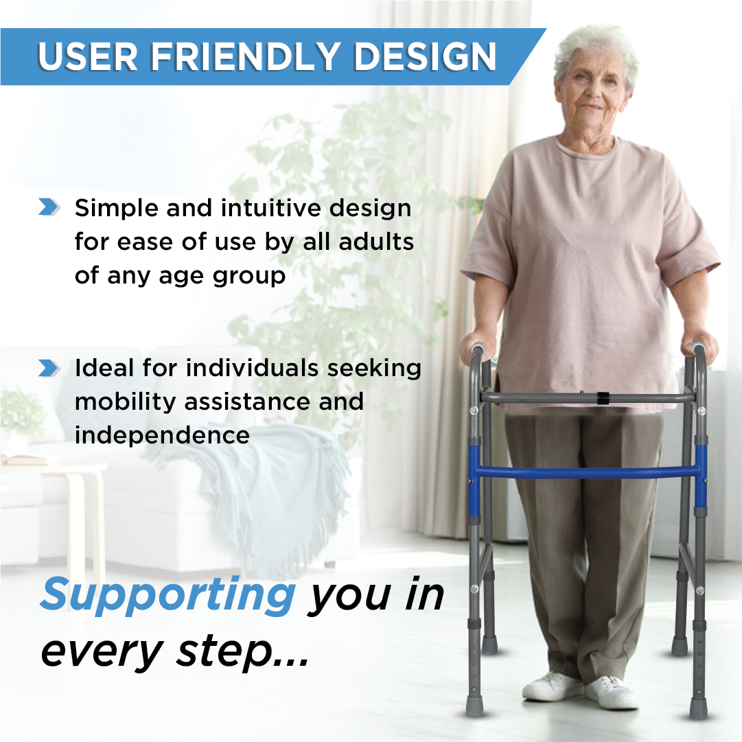 Vissco Medipedic Walker - Double Bar | Push-Clip Folding