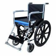 Vissco Rodeo Veer Comfort Wheelchair with Removable Commode | Foldable | Fixed Armrest | Weight Bearing Capacity 100kg