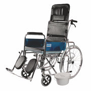 Vissco Rodeo Ext Reclining Commode Wheelchair with Spoke Wheel | Removable Armrest | Weight Bearing Capacity 100kg (Black)