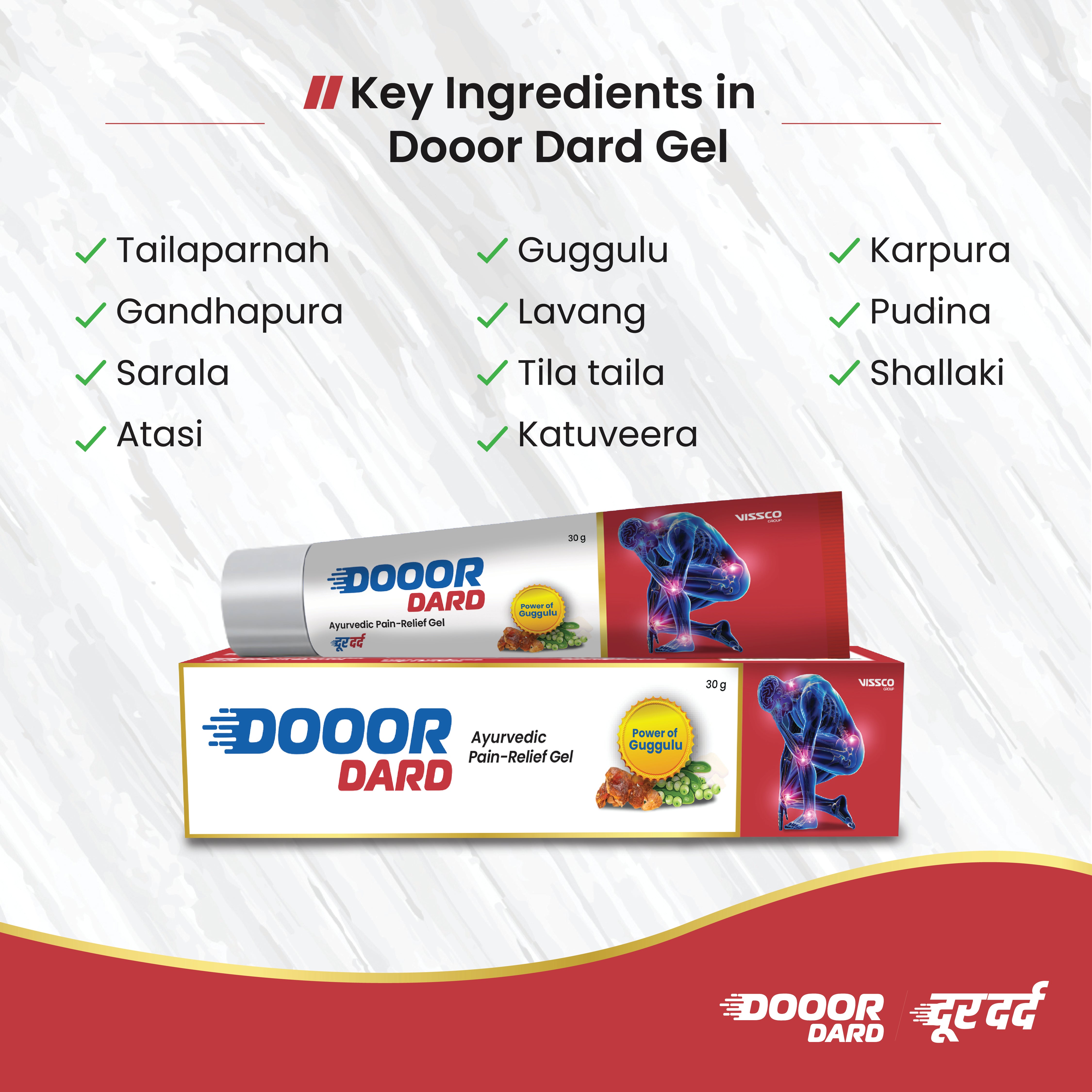 Vissco Dooor Dard Ayurvedic Pain Relief Gel 30 gm (Pack of 4)