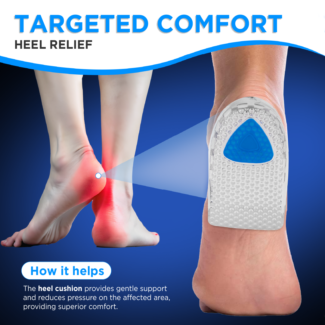 Footsol Gel Heel Cups | All-Day Comfort Heel Cushion for Pain Relief | Shock-Absorbing Heel Pads for Plantar Fasciitis, Heel Spurs & Sports Activities | Cooling Effect & Anti-Slip Grip | 1 Pair