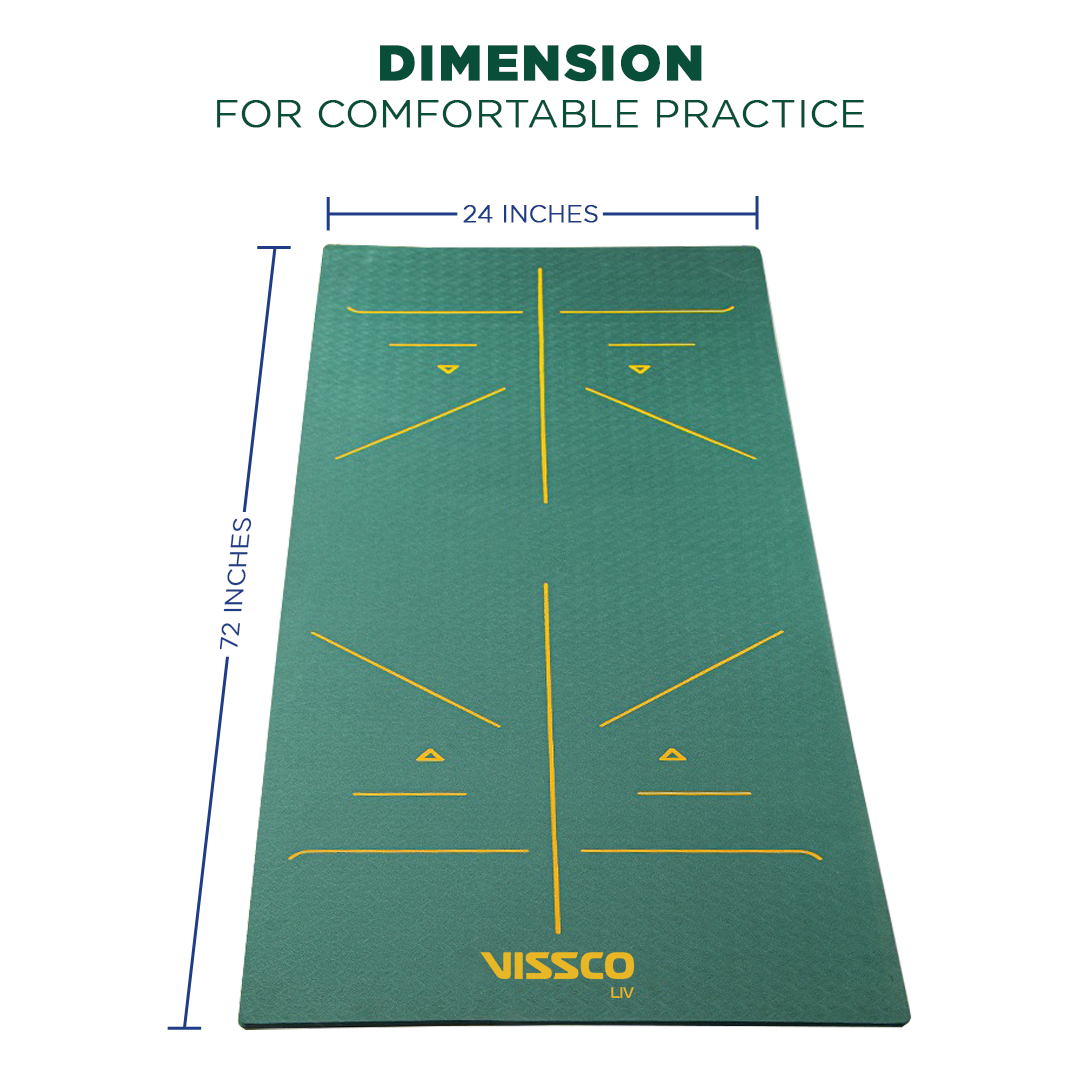 Vissco Alignment Yoga Mat | Probalance TPE material | Sweat Resistant | 72″ x 24″ | Thickness 6mm (Green)