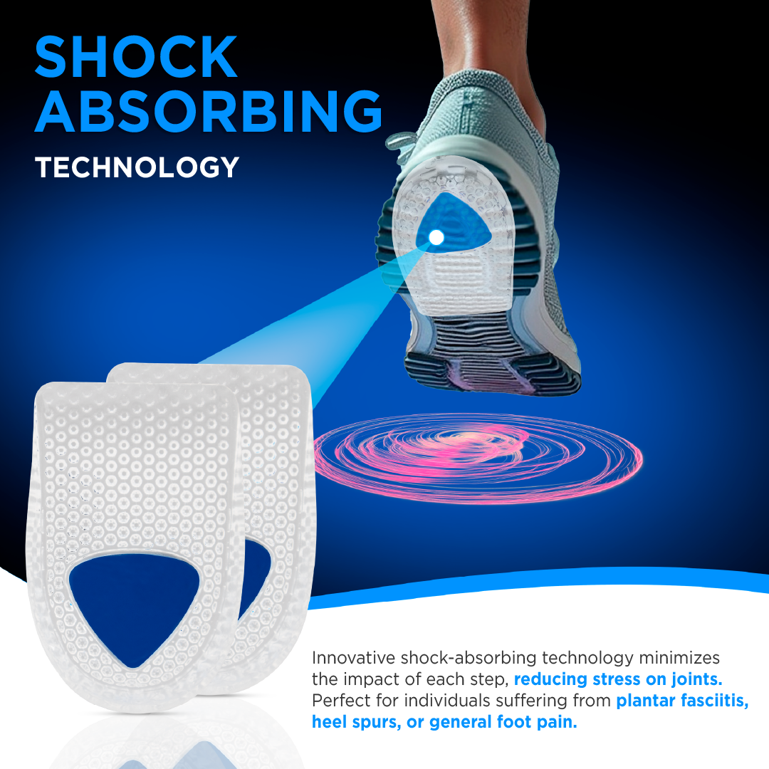 Footsol Gel Heel Cups | All-Day Comfort Heel Cushion for Pain Relief | Shock-Absorbing Heel Pads for Plantar Fasciitis, Heel Spurs & Sports Activities | Cooling Effect & Anti-Slip Grip | 1 Pair