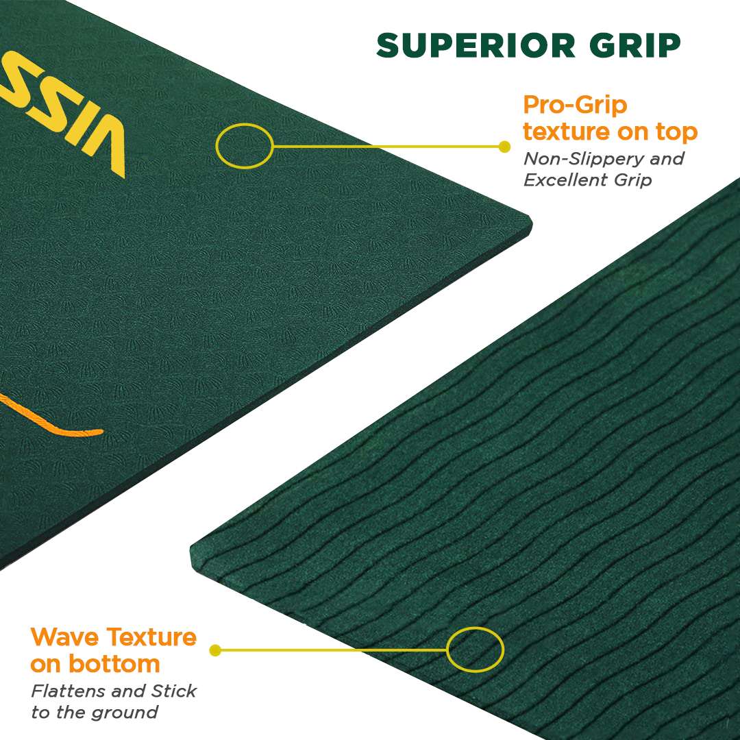 Vissco Alignment Yoga Mat | Probalance TPE material | Sweat Resistant | 72″ x 24″ | Thickness 6mm (Green)