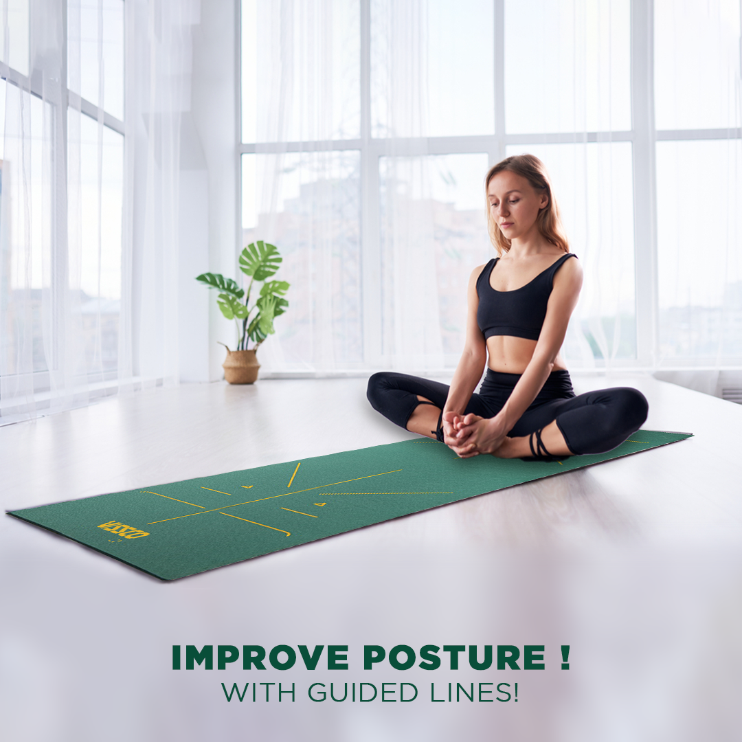 Vissco Alignment Yoga Mat | Probalance TPE material | Sweat Resistant | 72″ x 24″ | Thickness 6mm (Green)