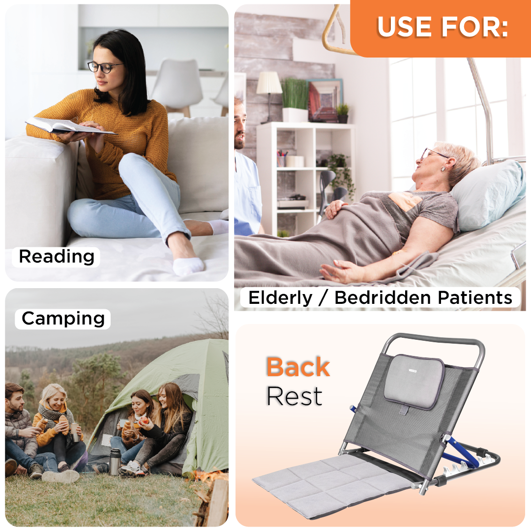 Vissco Orthopaedic Hospital Back Rest|Back Support for Hospitalised & Bed Ridden Patients (Black)
