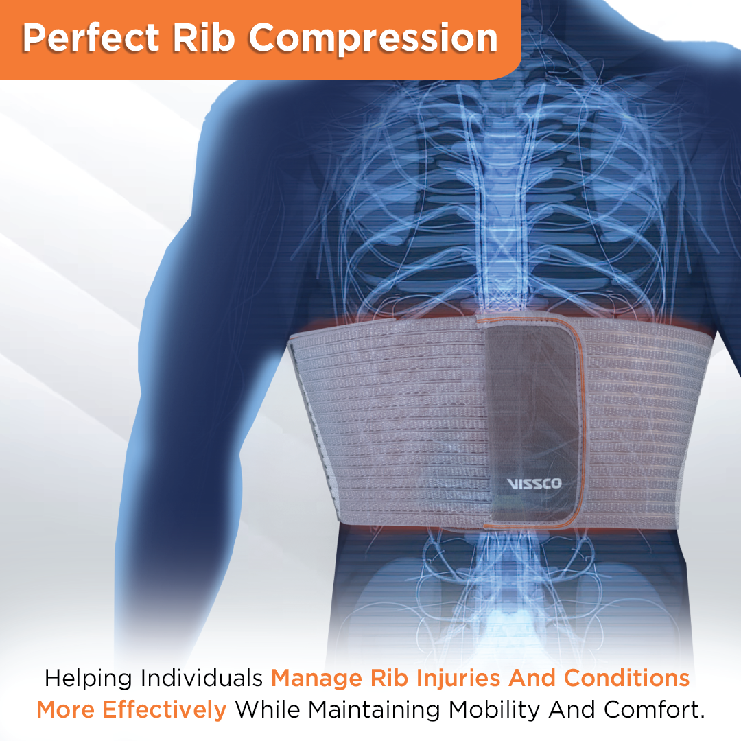 Vissco Rib Belt | Provides Moderate Support to the Injured Ribs & Allows Normal Respiration (Grey)