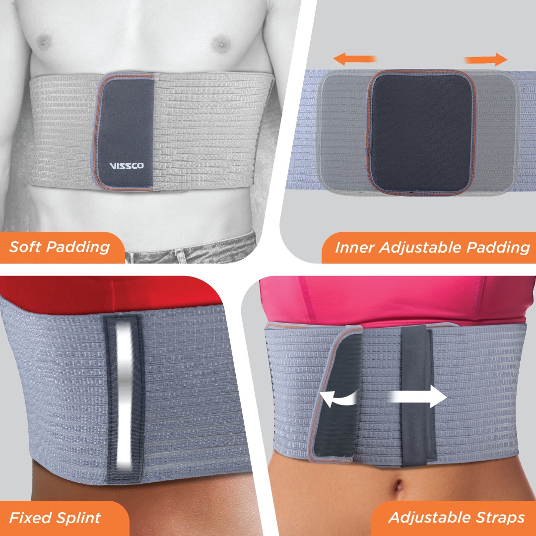Vissco Rib Belt | Provides Moderate Support to the Injured Ribs & Allows Normal Respiration (Grey)