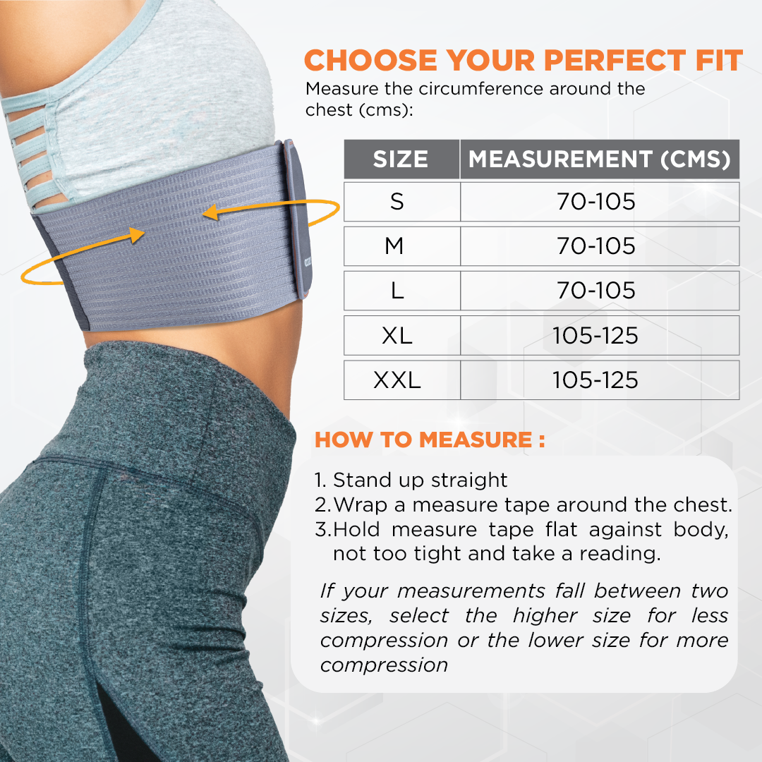 Vissco Rib Belt | Provides Moderate Support to the Injured Ribs & Allows Normal Respiration (Grey)
