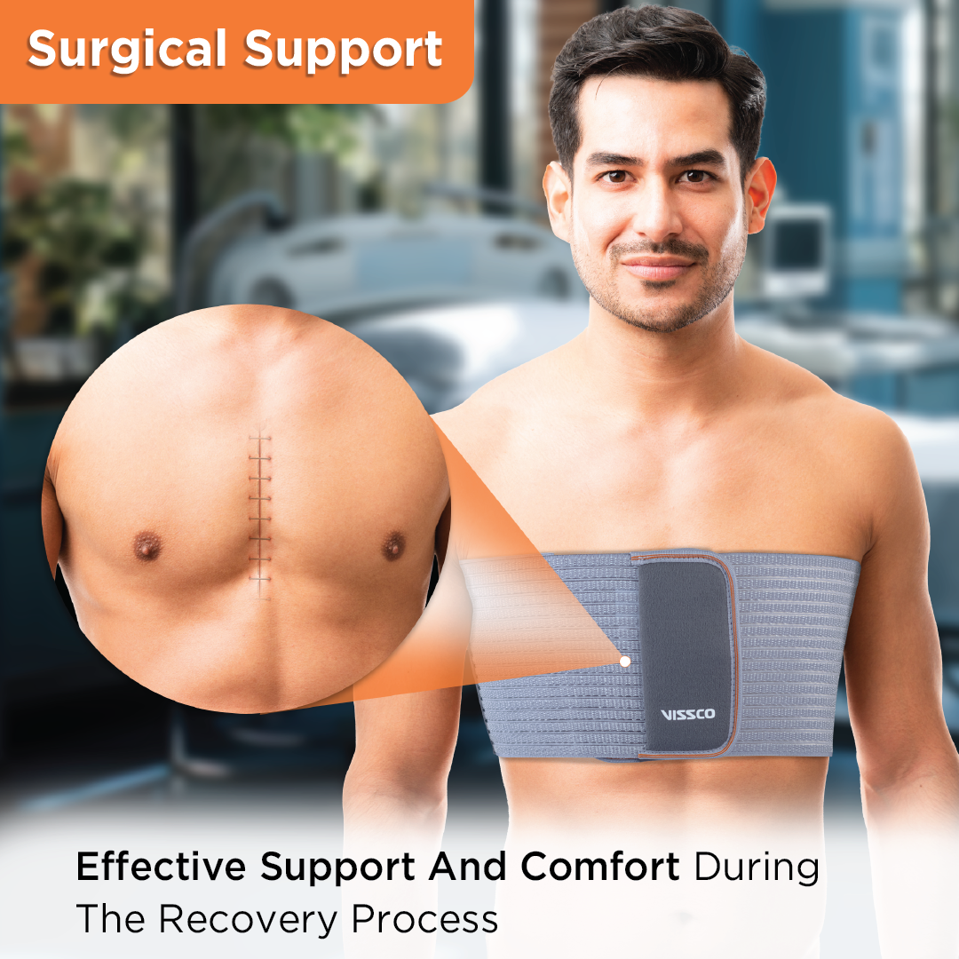 Vissco Rib Belt | Provides Moderate Support to the Injured Ribs & Allows Normal Respiration (Grey)