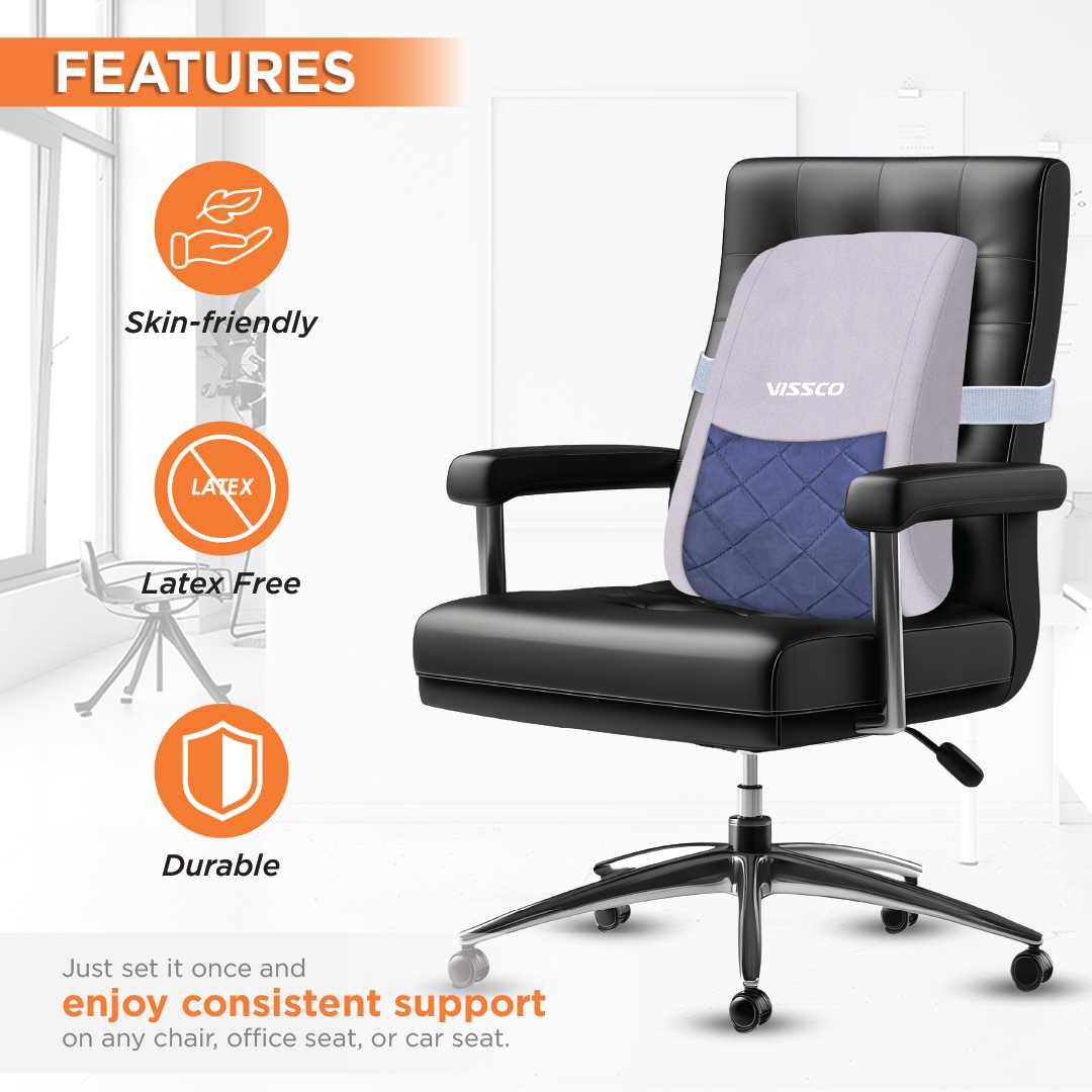 Vissco Smart Orthopaedic Back Rest | For Posture Correction & Relief from Back Pain (Grey)