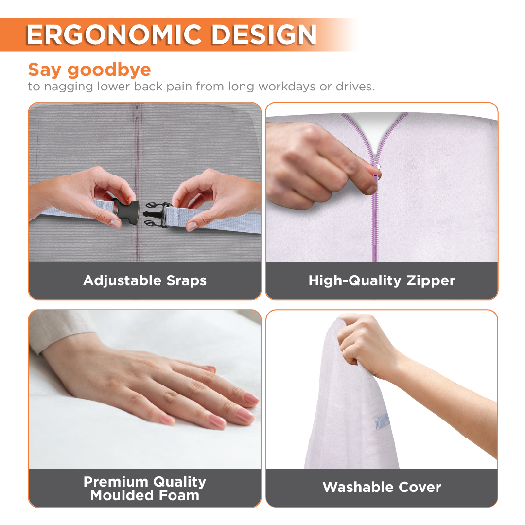 Vissco Smart Orthopaedic Back Rest | For Posture Correction & Relief from Back Pain (Grey)