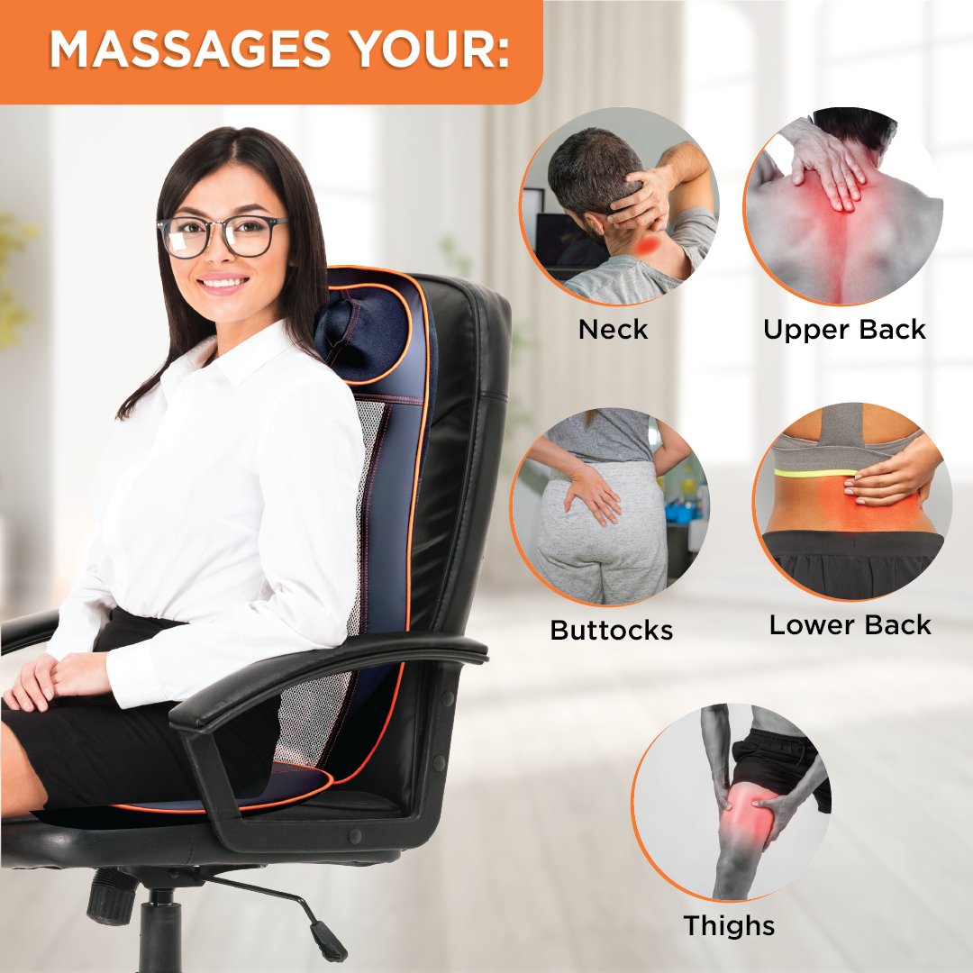 Vissco Back and Neck Relaxer | Electric Rolling Massager with Seat Vibration for Lower Back Pain | 3 Massage Programs (Black)