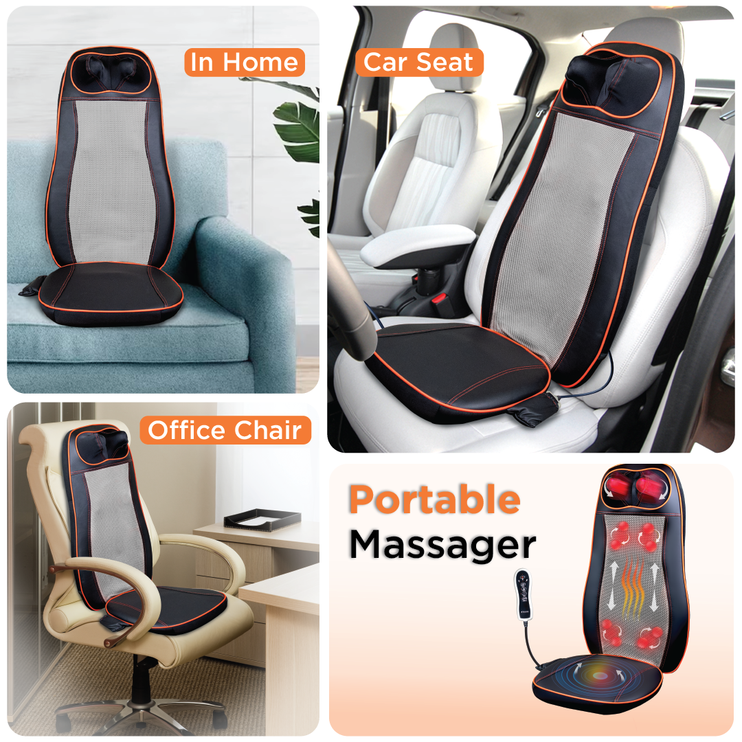 Vissco Back and Neck Relaxer | Electric Rolling Massager with Seat Vibration for Lower Back Pain | 3 Massage Programs (Black)