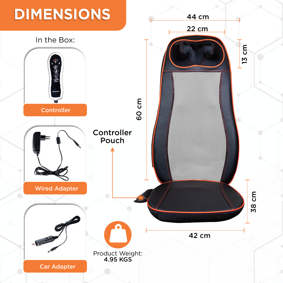 Vissco Back and Neck Relaxer | Electric Rolling Massager with Seat Vibration for Lower Back Pain | 3 Massage Programs (Black)