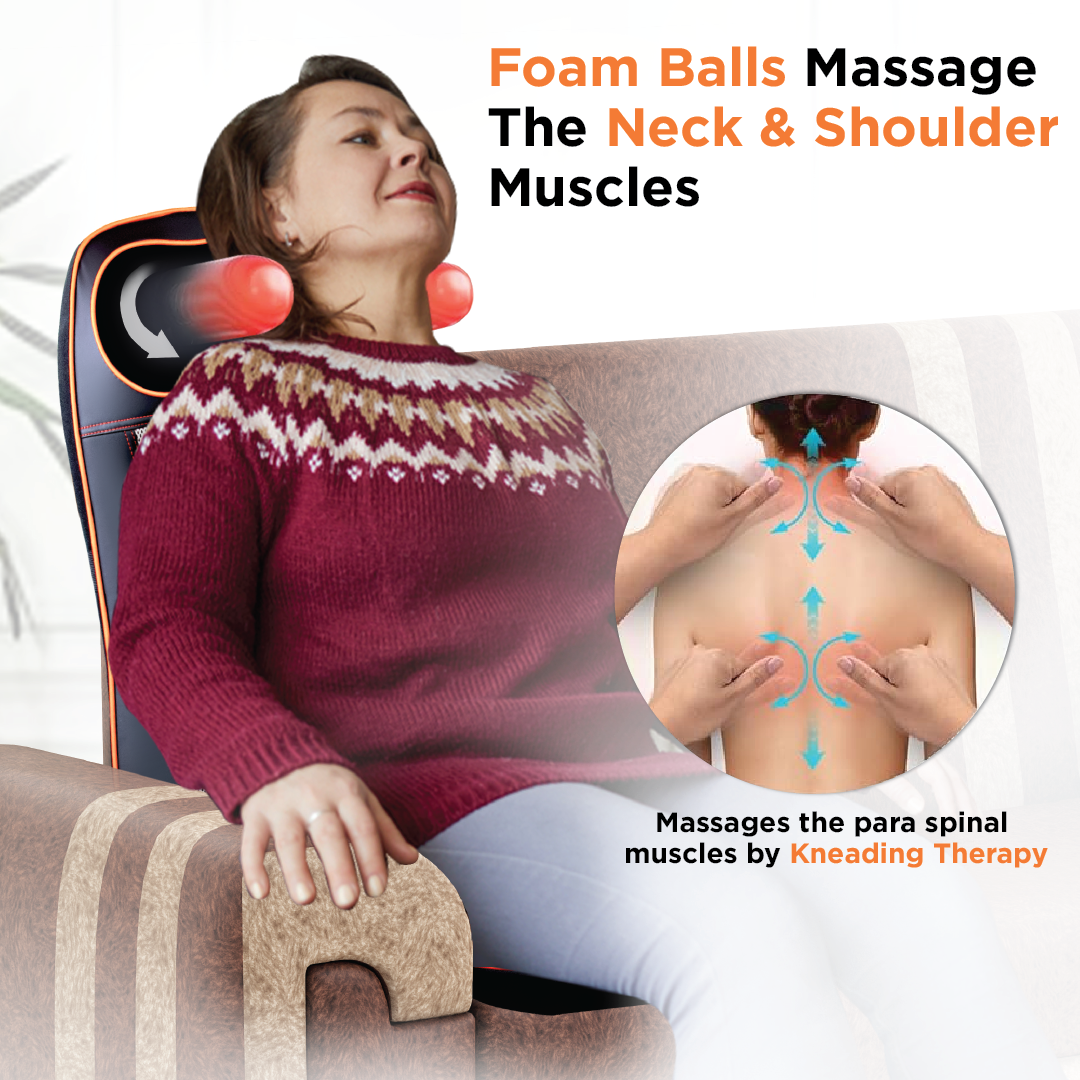 Vissco Back and Neck Relaxer | Electric Rolling Massager with Seat Vibration for Lower Back Pain | 3 Massage Programs (Black)