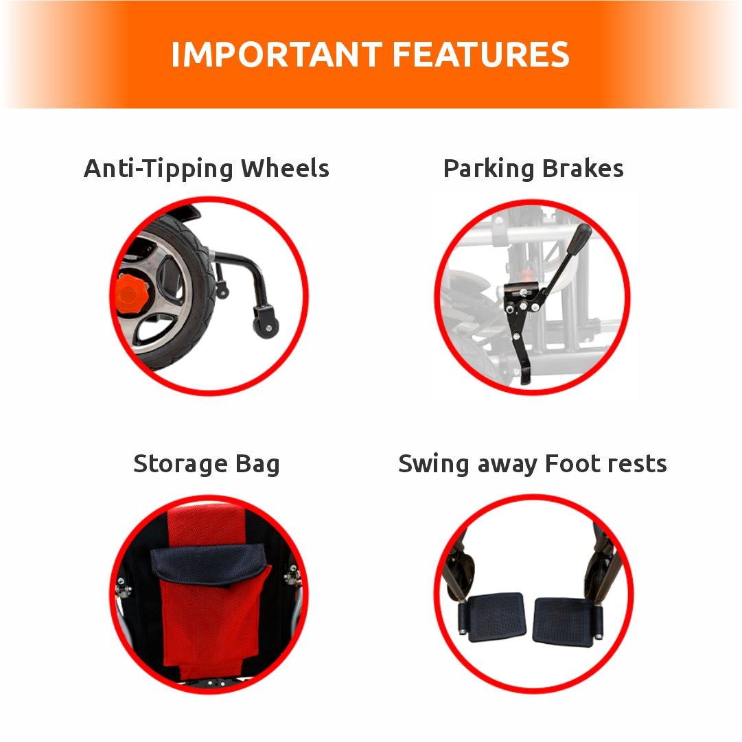 Vissco Zip Lite Power Wheelchair with Single Battery | 10Km Per Charge | Durable & Long Lasting | Weight Bearing Capacity 100kg | Color (Silver/Black)