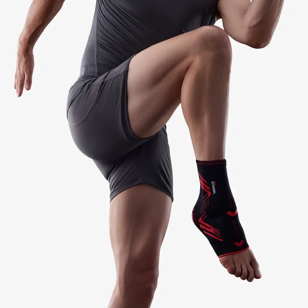 Compression sleeve for running, gym, sports, ankle sprains, stability, pain relief and recovery.